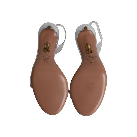 Pre Loved Aquazzura  So Nude 105 Slingback Sandals in Silver PVC - Picture 6 of 9